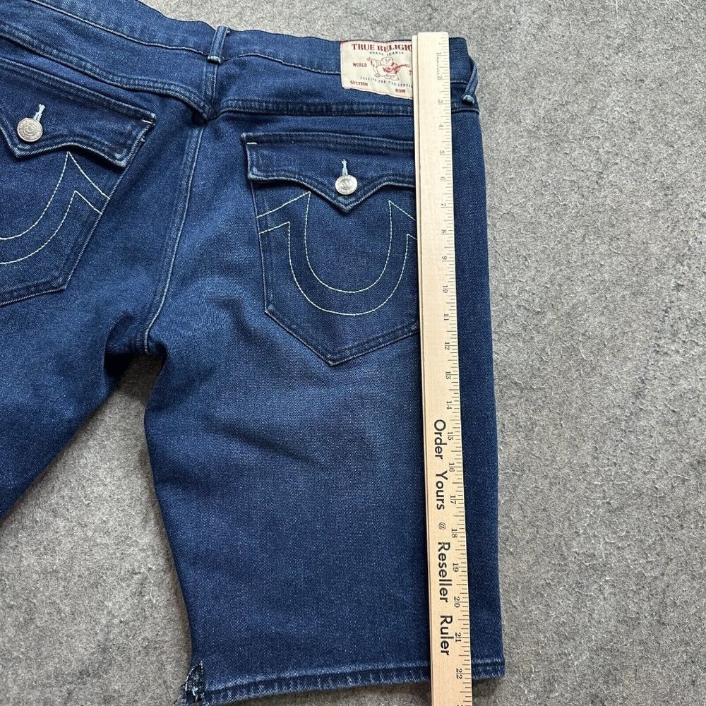 True Religion Denim Shorts Men 36 Blue Ricky Relaxed Straight 12" Jean Bermuda - Picture 14 of 16